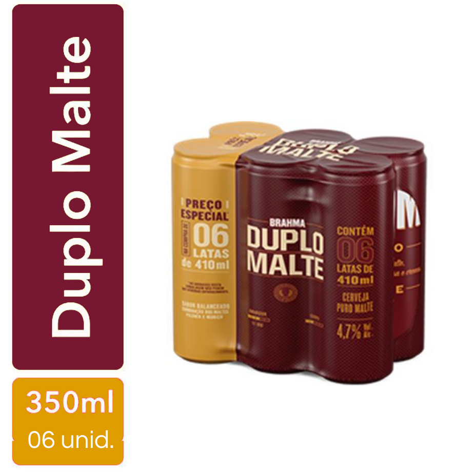 Cerveja Brahma Duplo Malte Lata 350ml - 6 unidades
