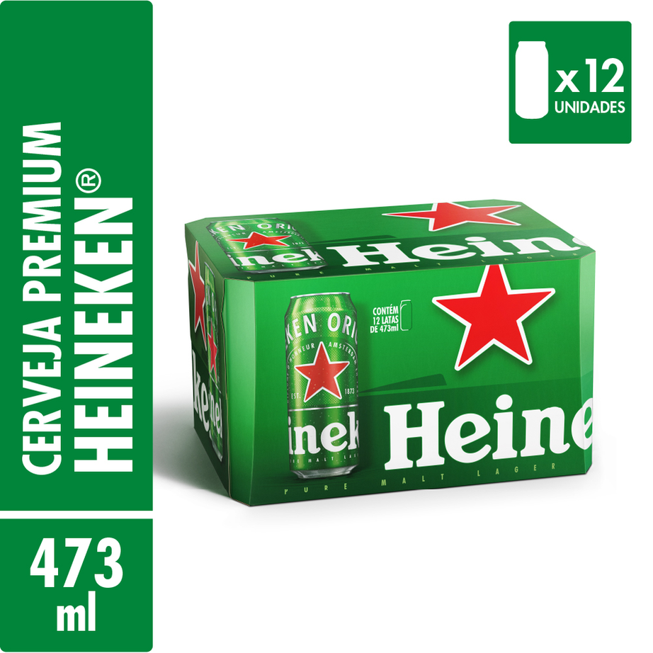 Cerveja Heineken Latão 473ml- 12 unidades